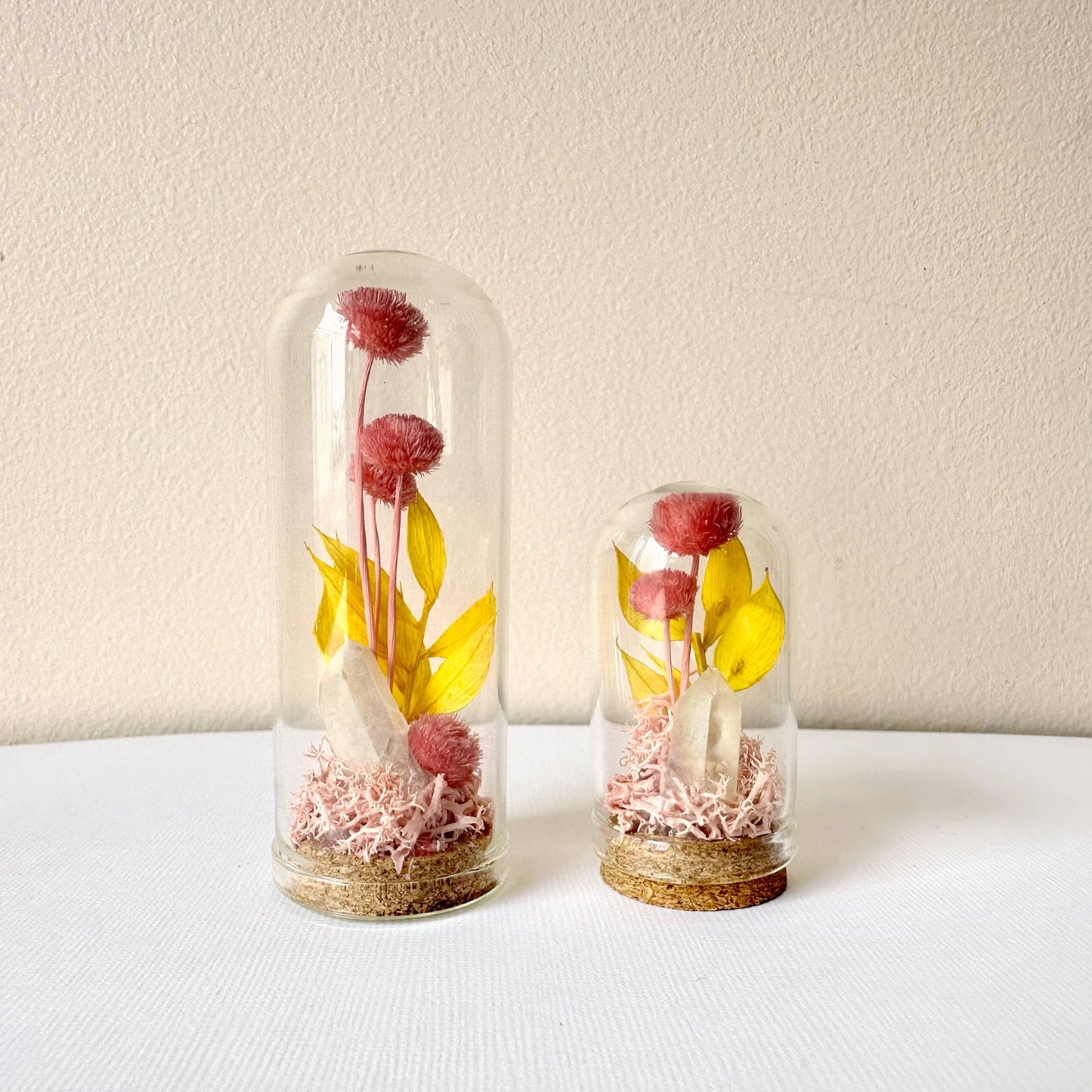 Pink Crystal Fairy Garden Mini Glass Terrarium