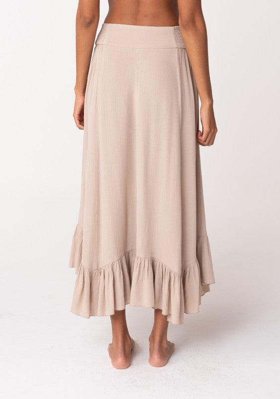 Flowy Smocked Ruffle Hem Skirt