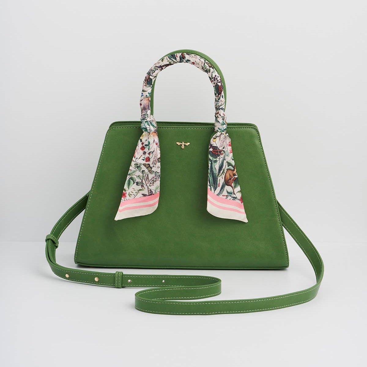 Garden Floral Green Structured Tote