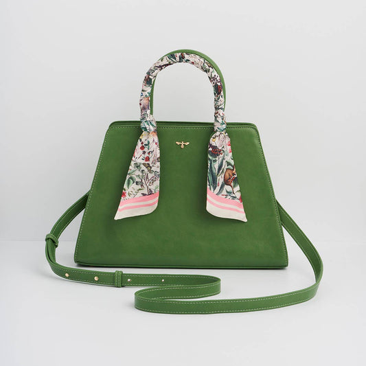 Garden Floral Green Structured Tote