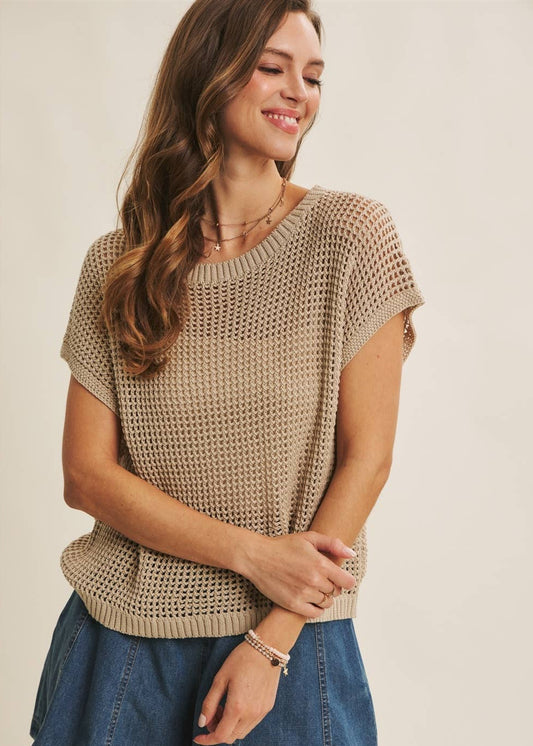 Beach Comber Open Knit Sleeveless Top