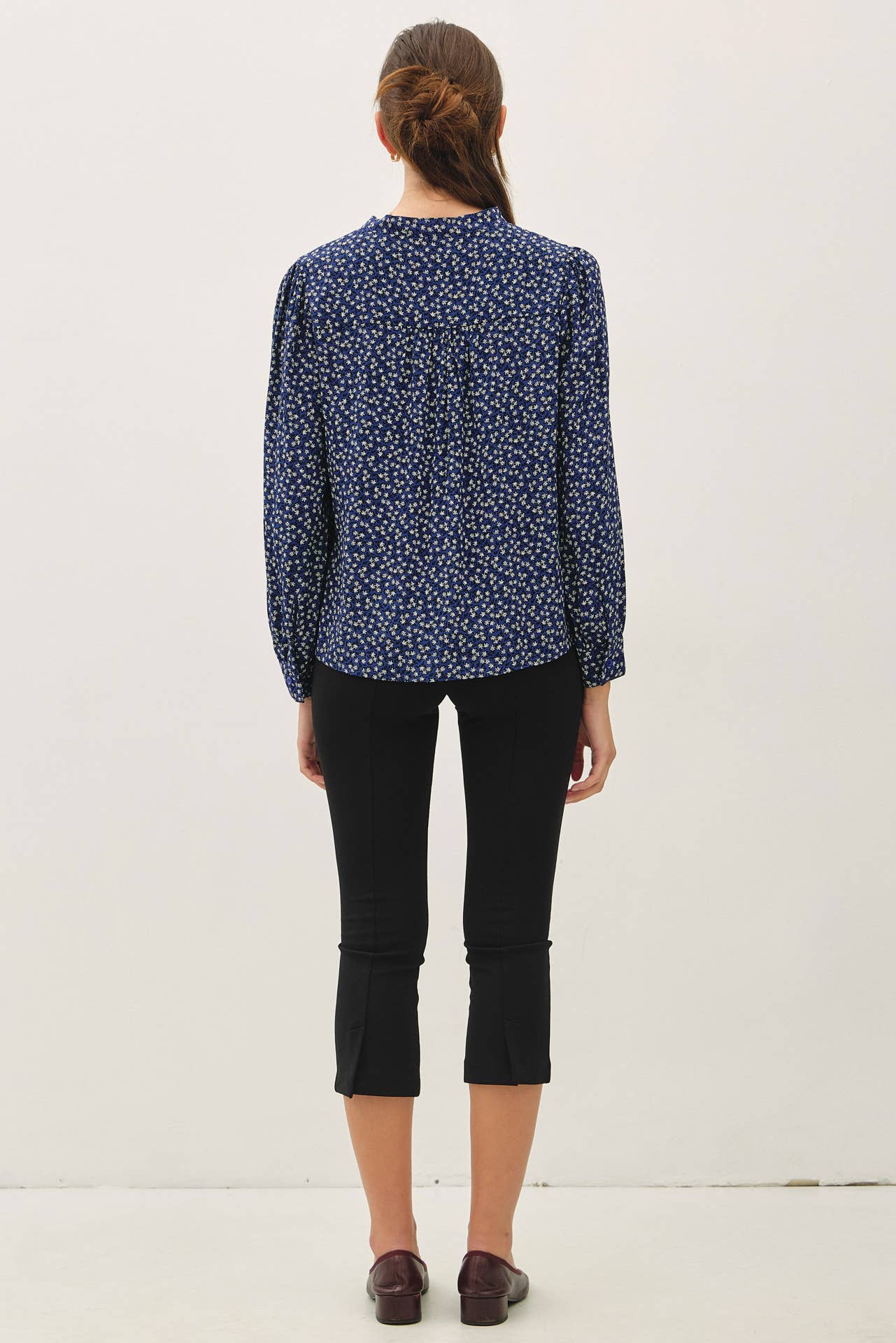 Deep Navy Ditsy Floral Blouse