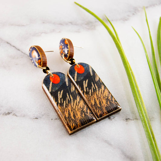 Harvest Wheat Field Drop Post Earrings