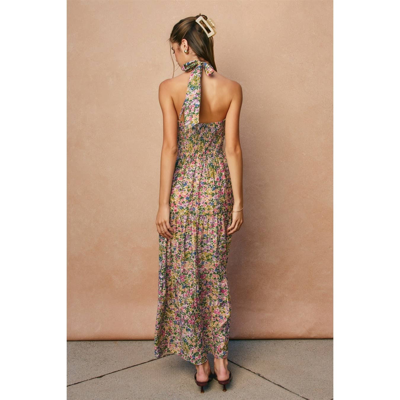 Morning Glory Halter Neck Tiered Dress