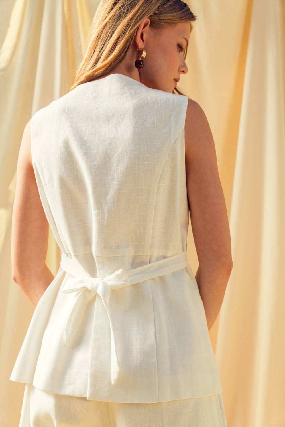 Oatmeal Button Front Linen Vest