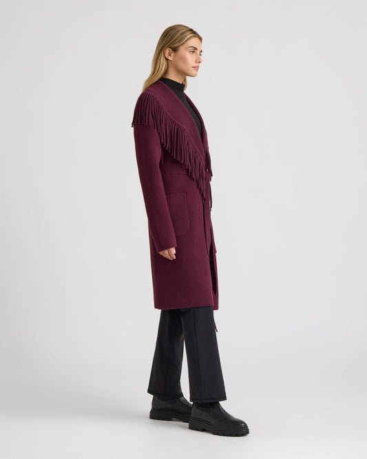 Dark Plum Eyelash Mink Wrap Fringe Coat