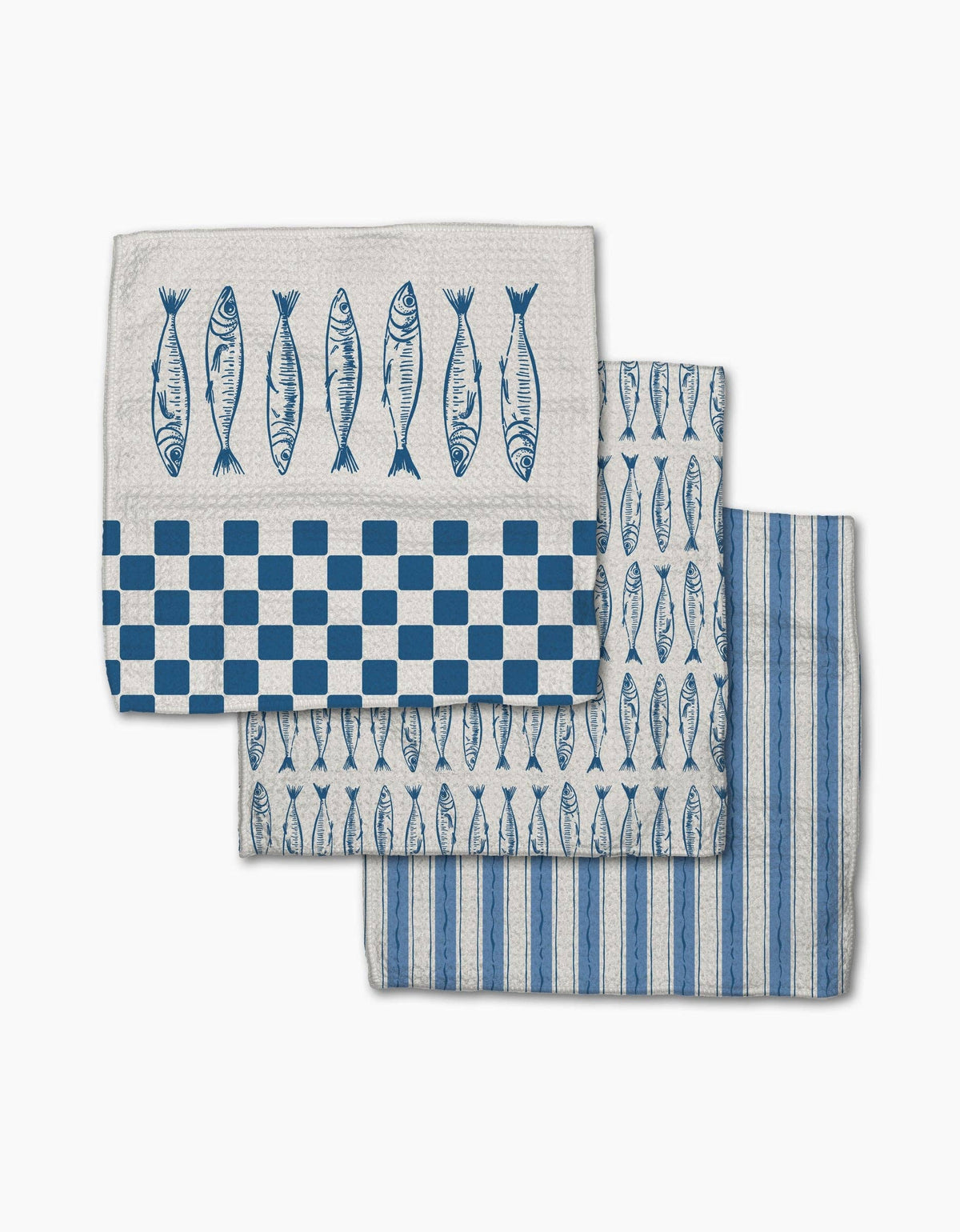 Geometry Sardine Check Blue Dishcloth Set