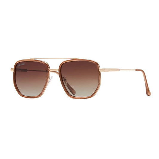 Flynn Sunglasses - Milky Mocha/Matte Gold + Gradient Brown Polarized Lens