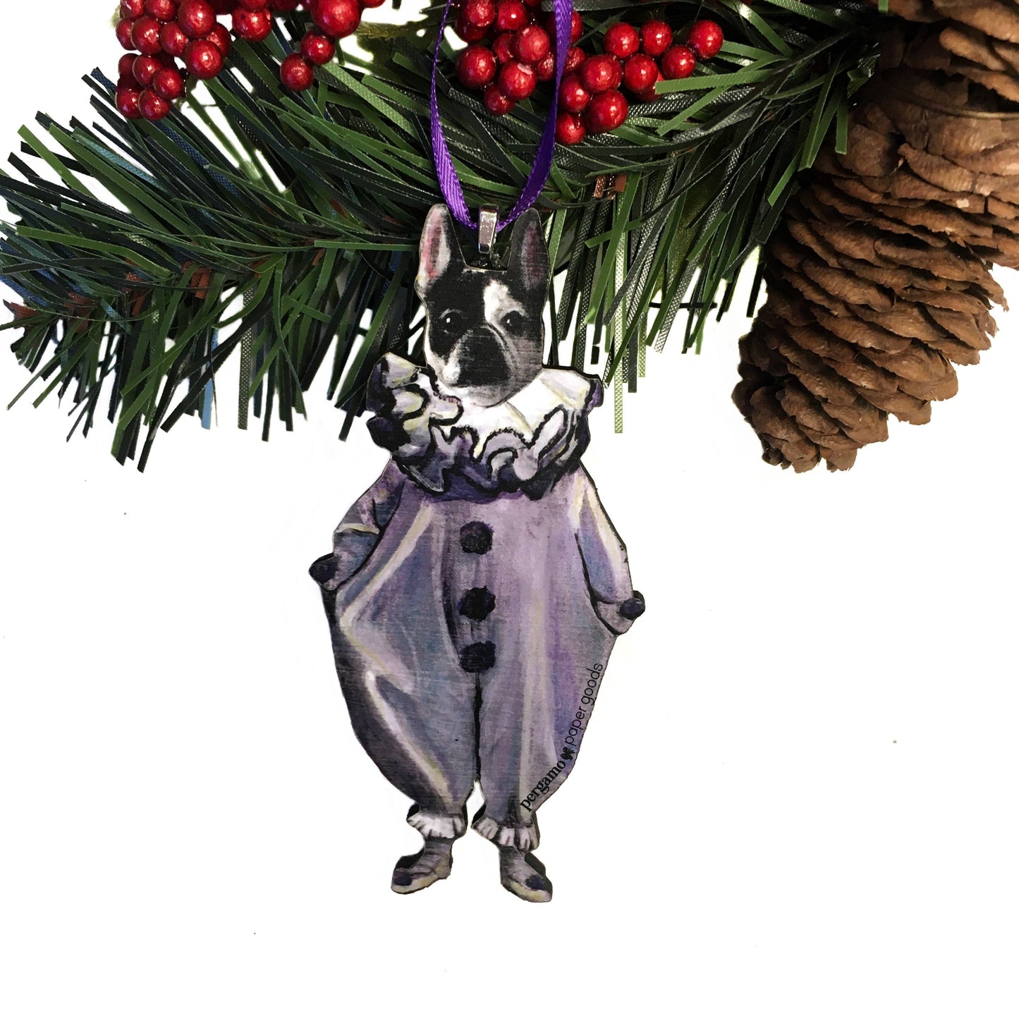 Frenchie Clown Christmas Ornament (French Bulldog)