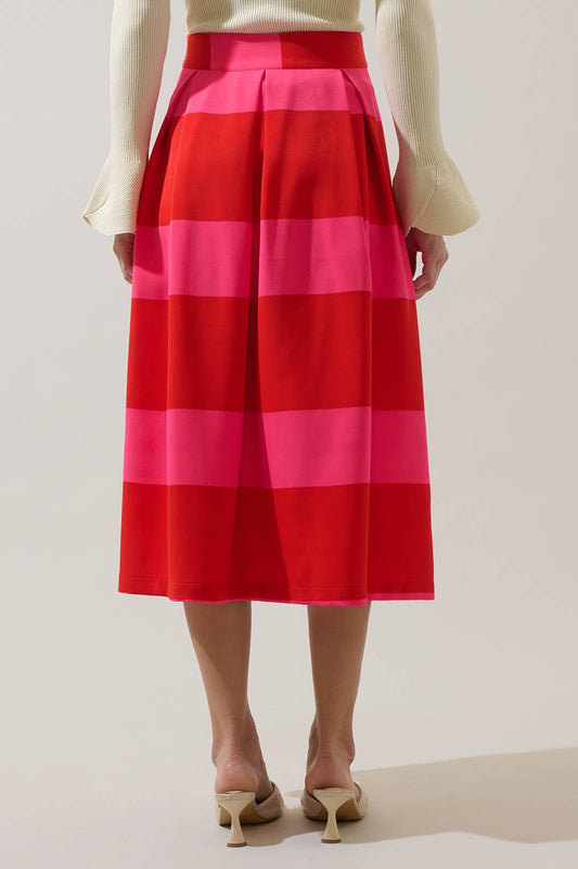 Lolli Stripe Pleated Midi Skirt