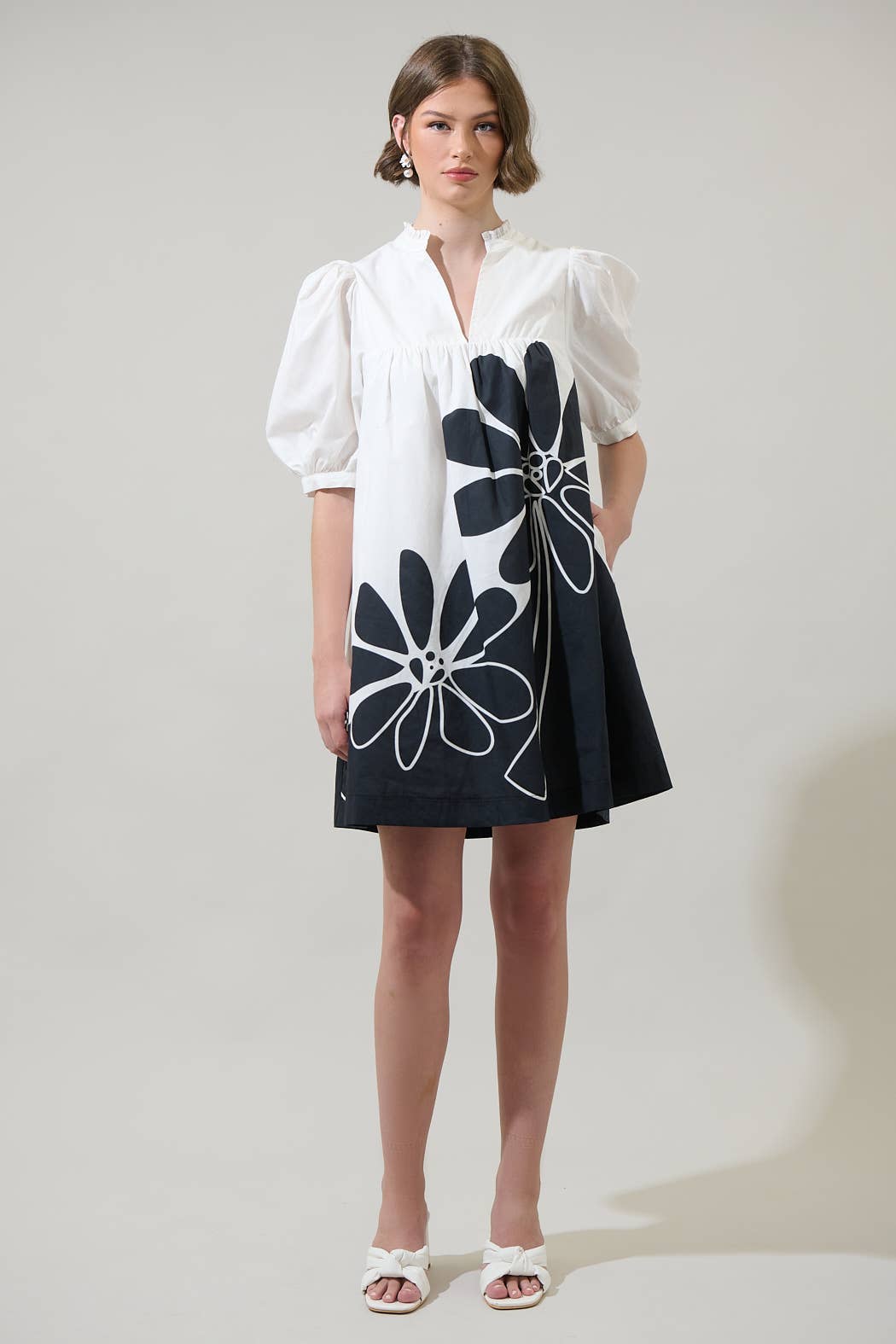 Wisteria Floral Split Neck Dress