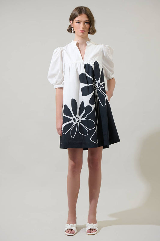 Wisteria Floral Split Neck Dress