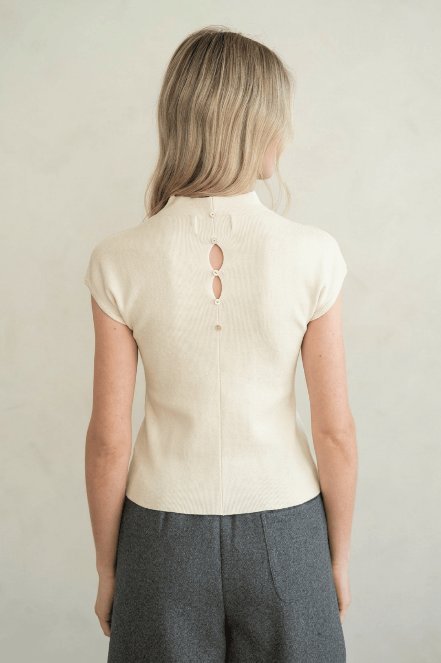 Back Detail Keyhole Button Sweater