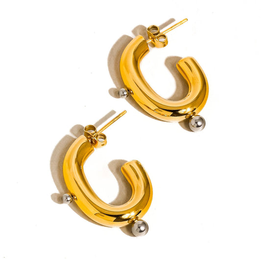 Oval & Dot Two Toned Earring