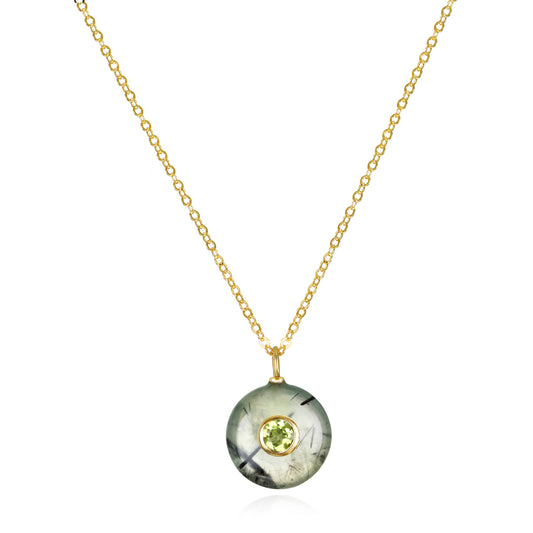 Round Charm Cable Necklace - Prehnite & Peridot