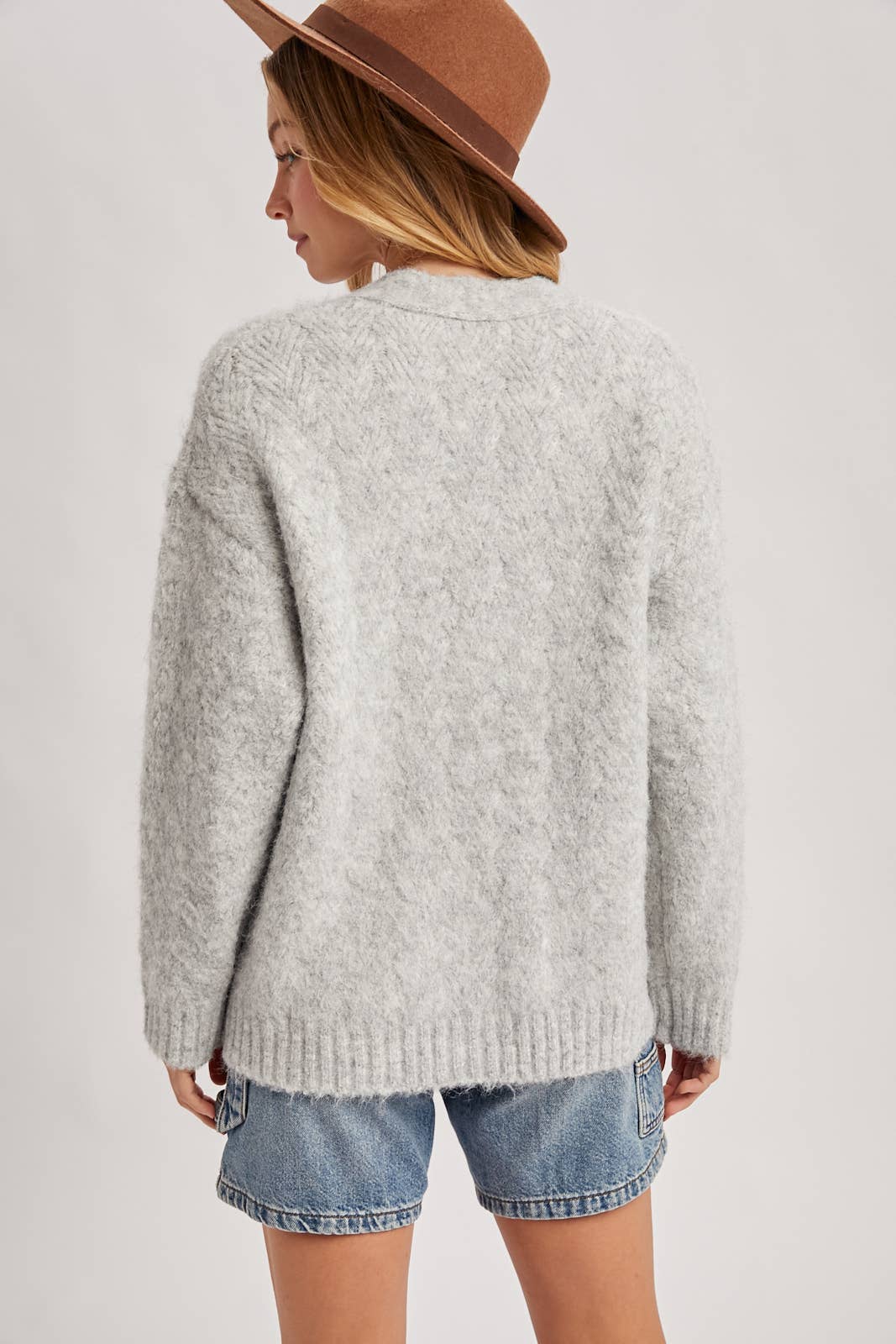 Fuzzy Button Down Knit Cardigan