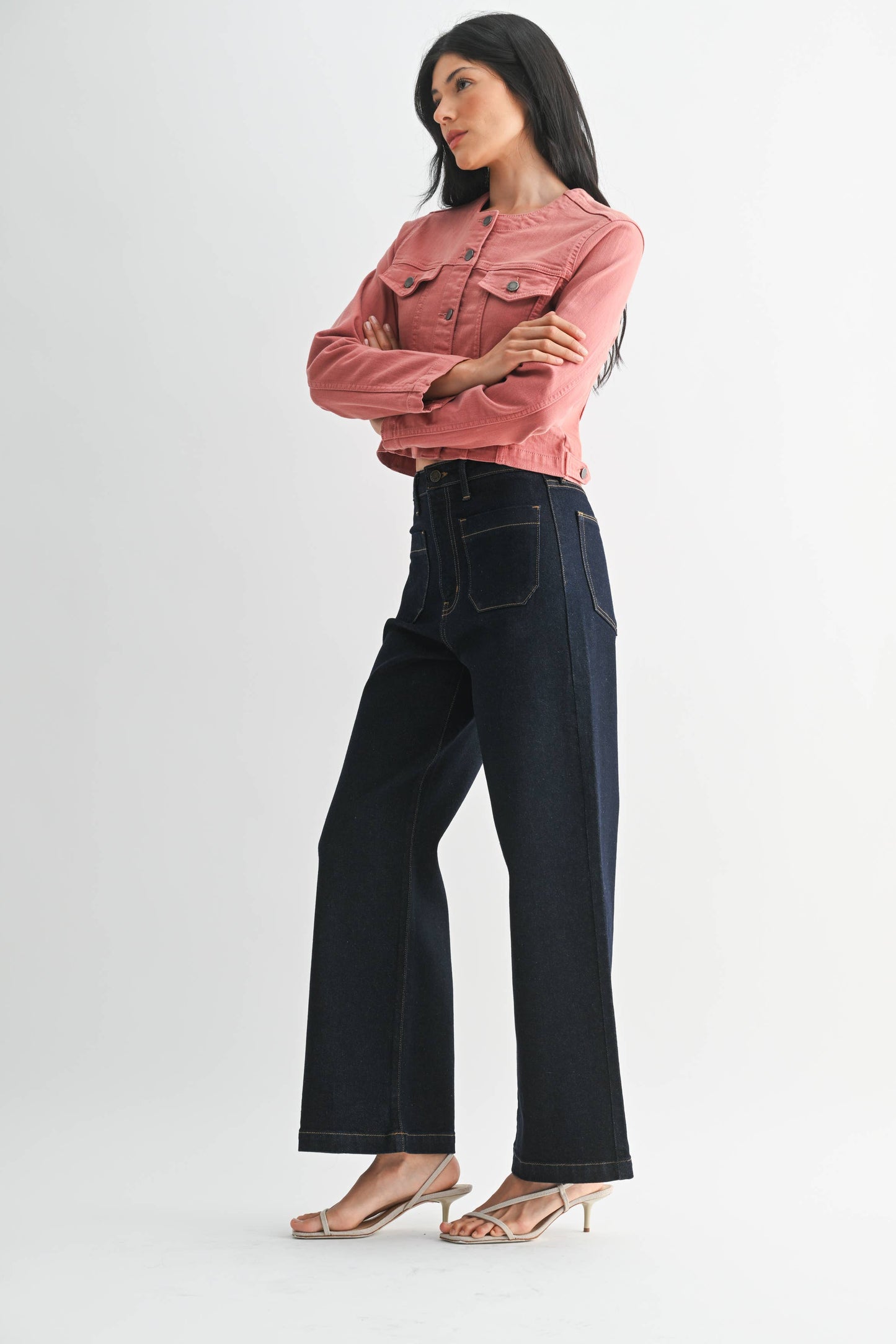 JUST BLACK DENIM - Super Dark Patch Pocket Wide Leg