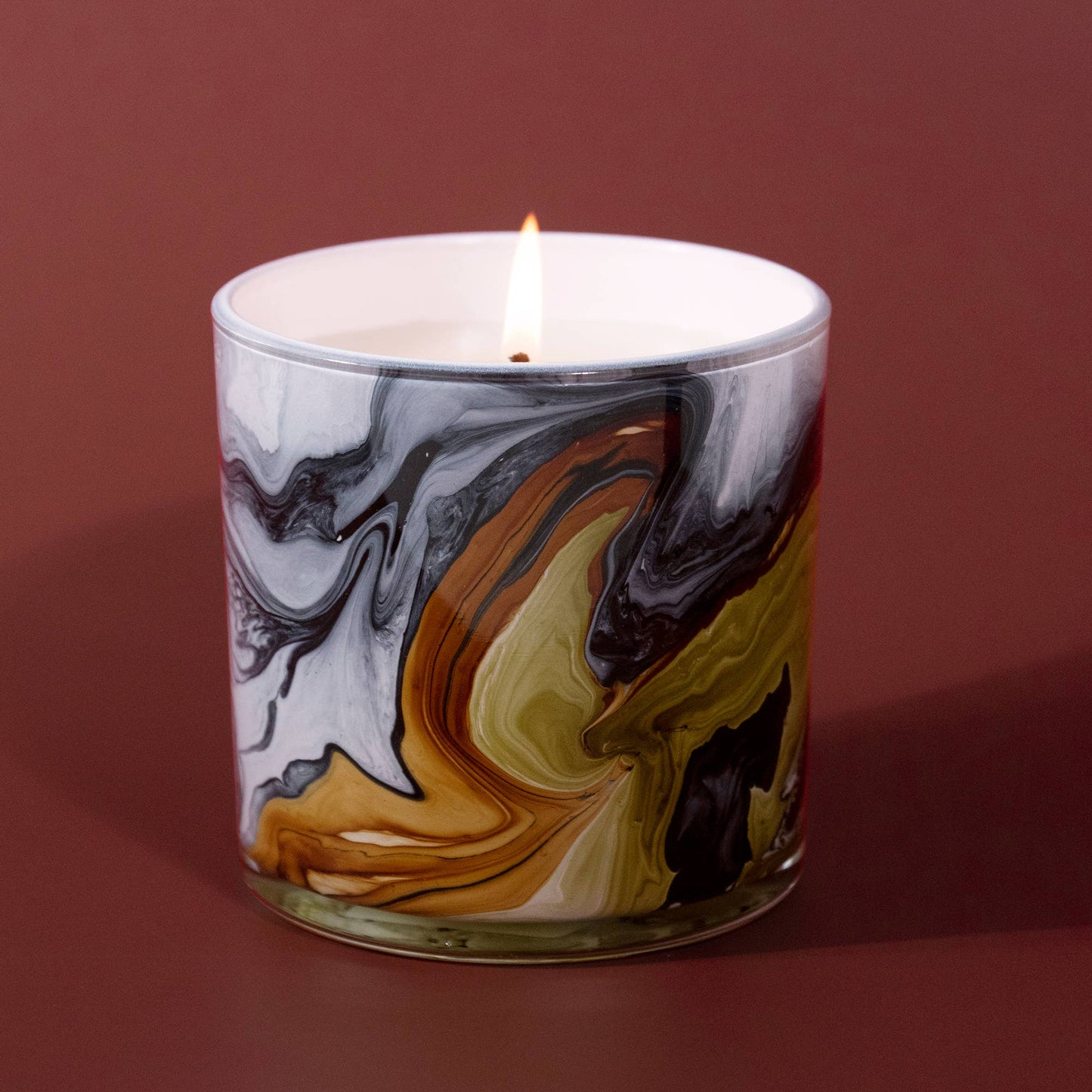 Palo Santo & Rose Swirl Glass Candle