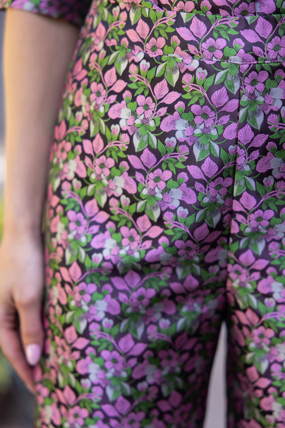 Floral Jacquard Straight Leg Pants