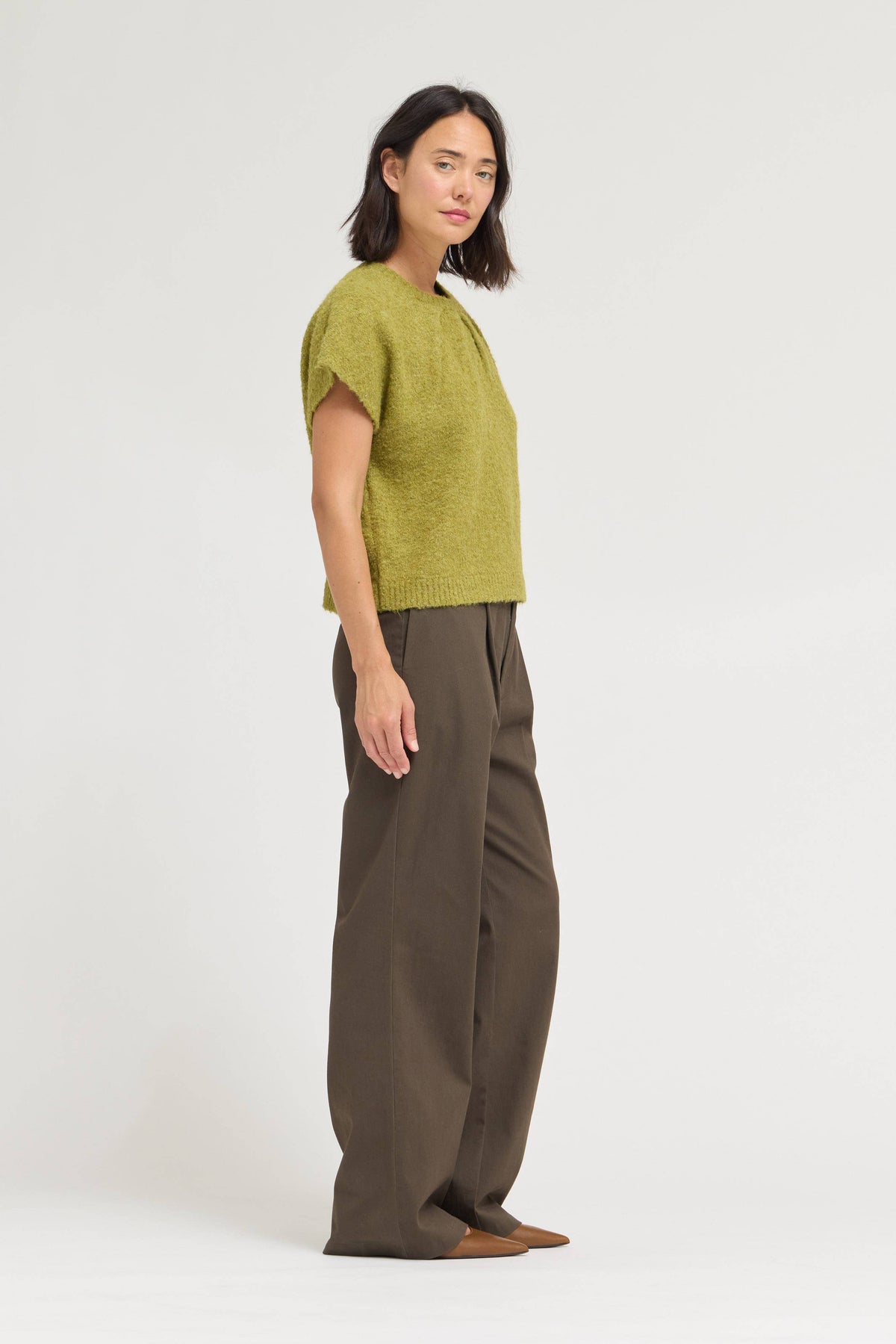 Pleated Boucle Sweater Top