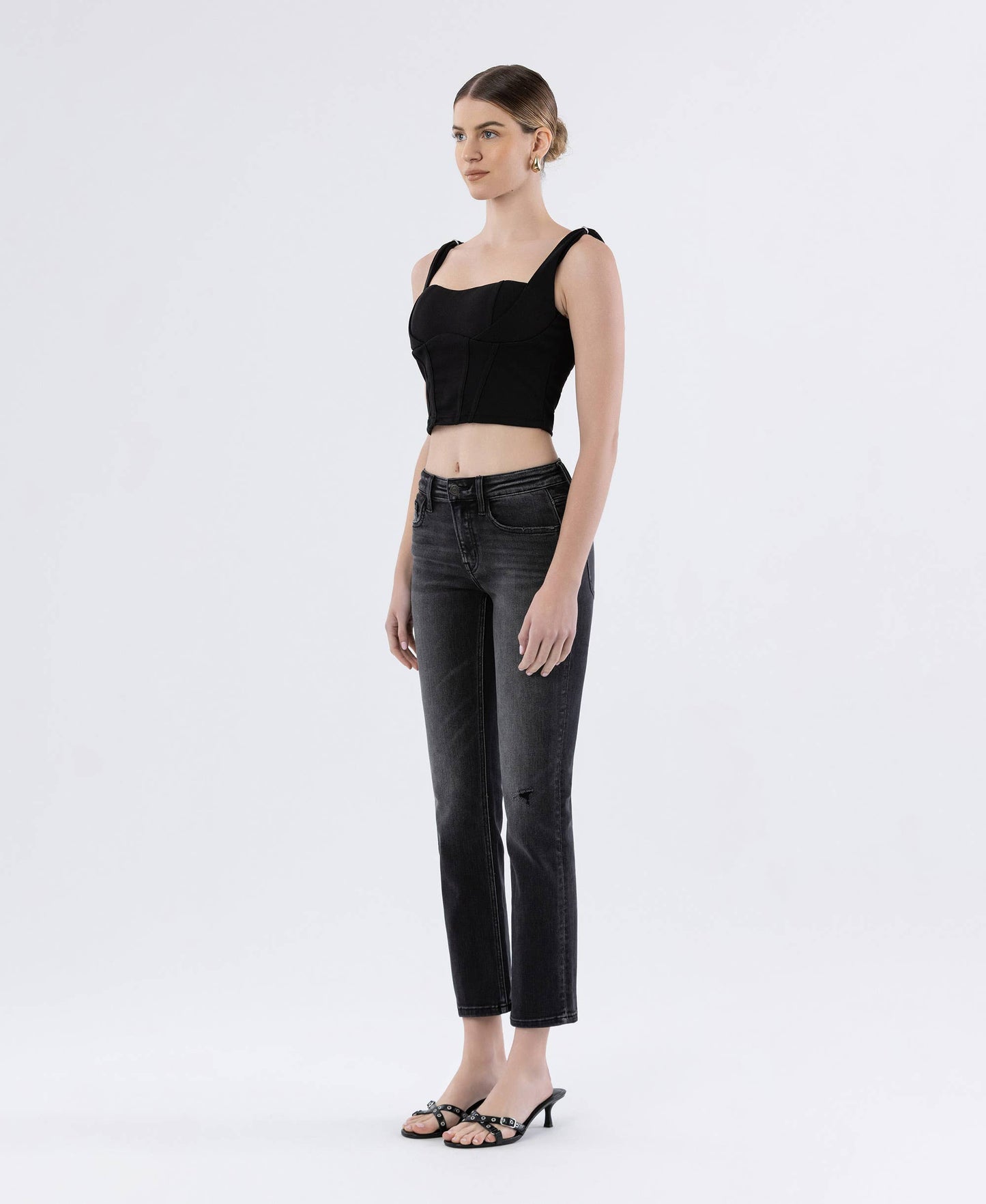 FLYING MONKEY Mid Rise Ankle Slim Straight Jean