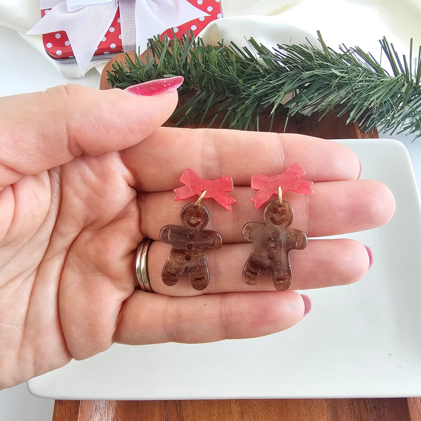 Bow Gingerbread Earrings