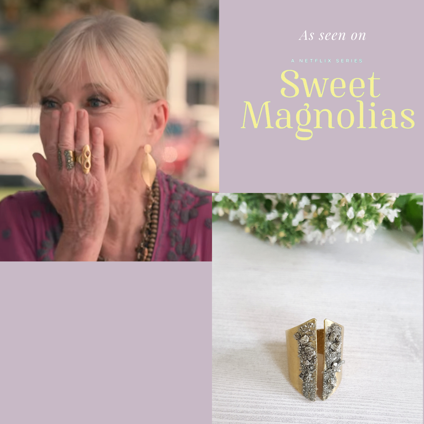 Split Pyrite Brass Ring