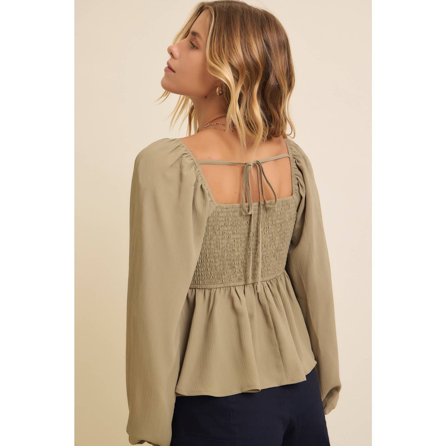Crinkled Babydoll Blouse