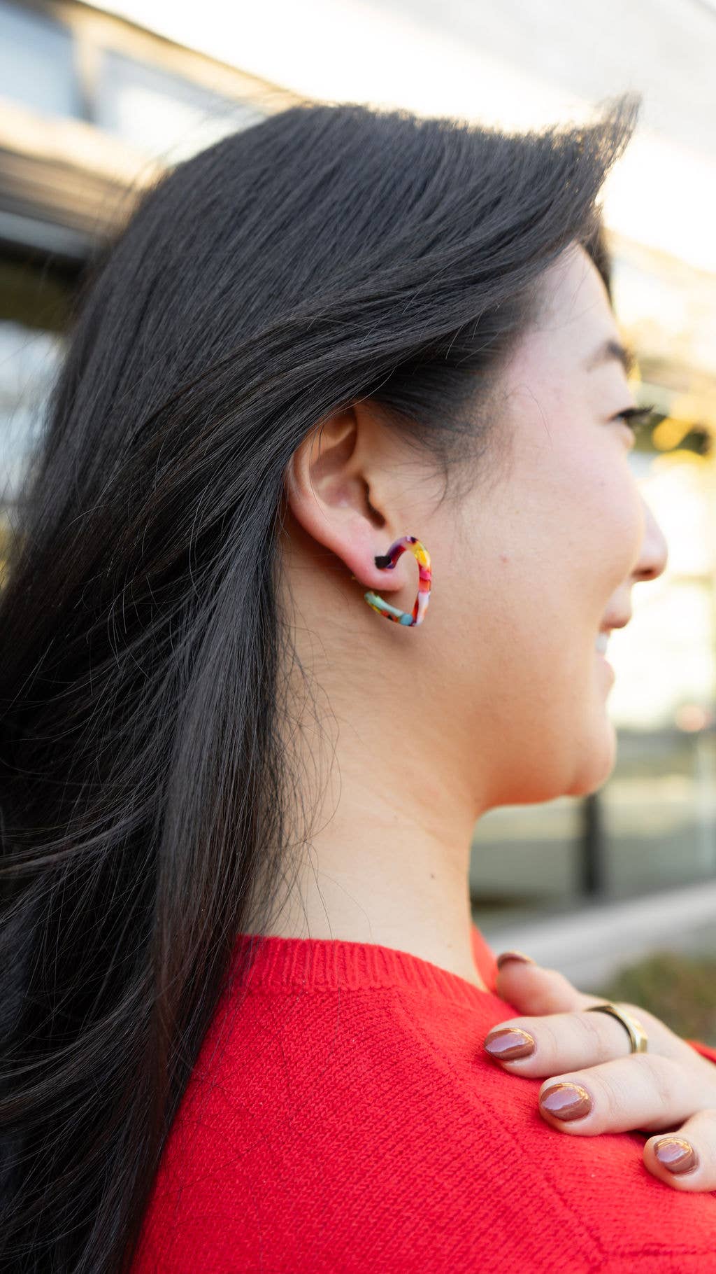 Mini Heart Hoops - Tickled Pink