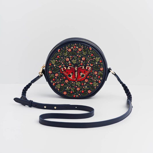 Red Admiral Embroidered Circle Bag