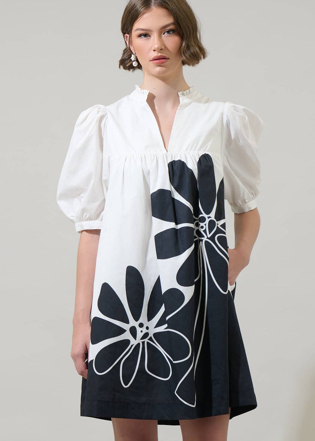 Wisteria Floral Split Neck Dress