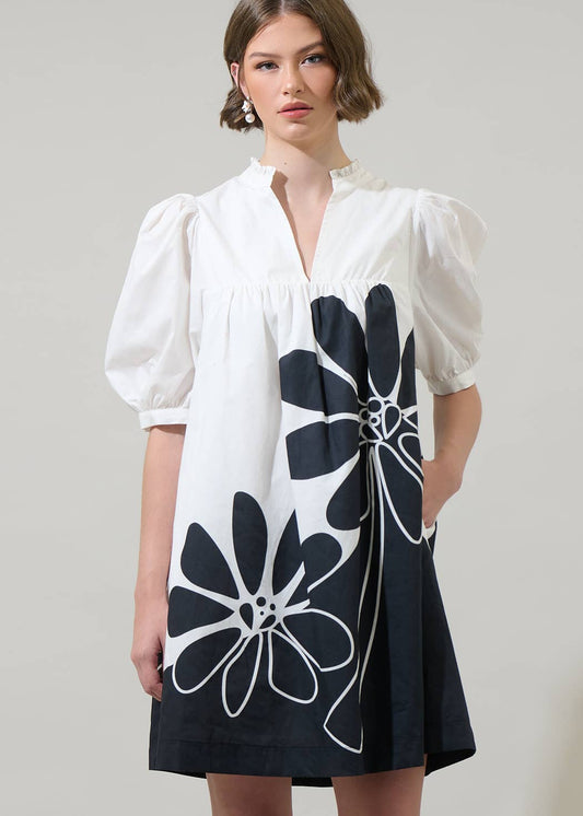 Wisteria Floral Split Neck Dress