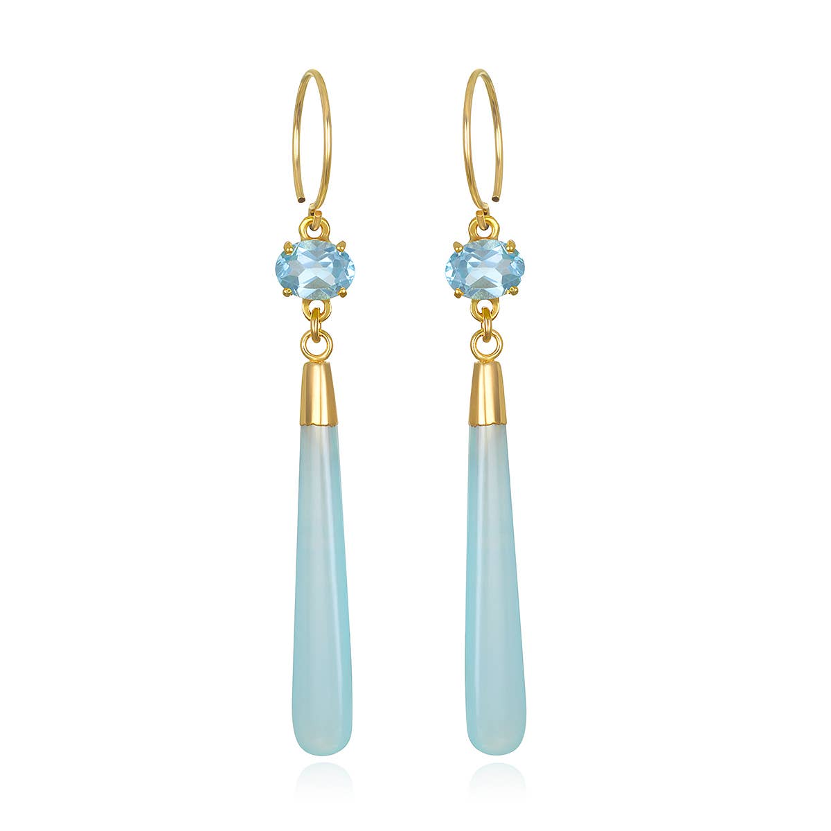 Gem Drop Earring - Topaz & Aqua Chalcedony
