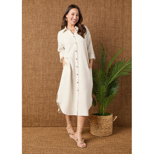 Keira Long Sleeve Dress w/ Back Button Detail
