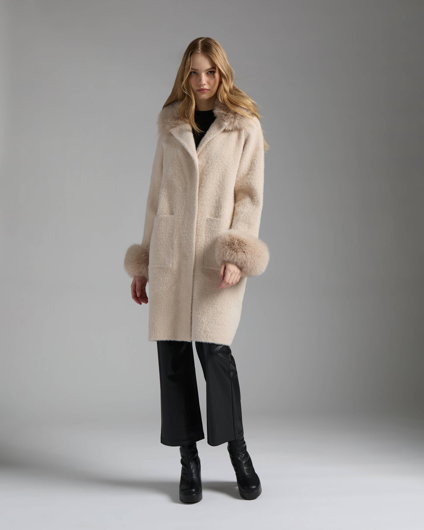 Longline Coatigan With Detachable Faux Fur