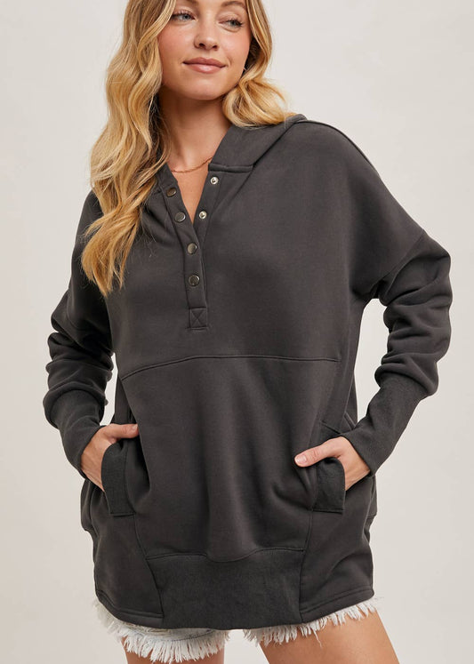 French Terry Dolman Tunic Hoodie