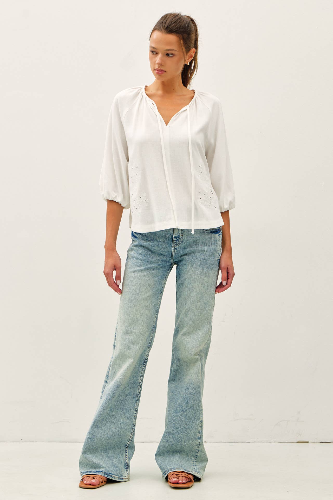 Boho Charm Embroidered Peasant Top