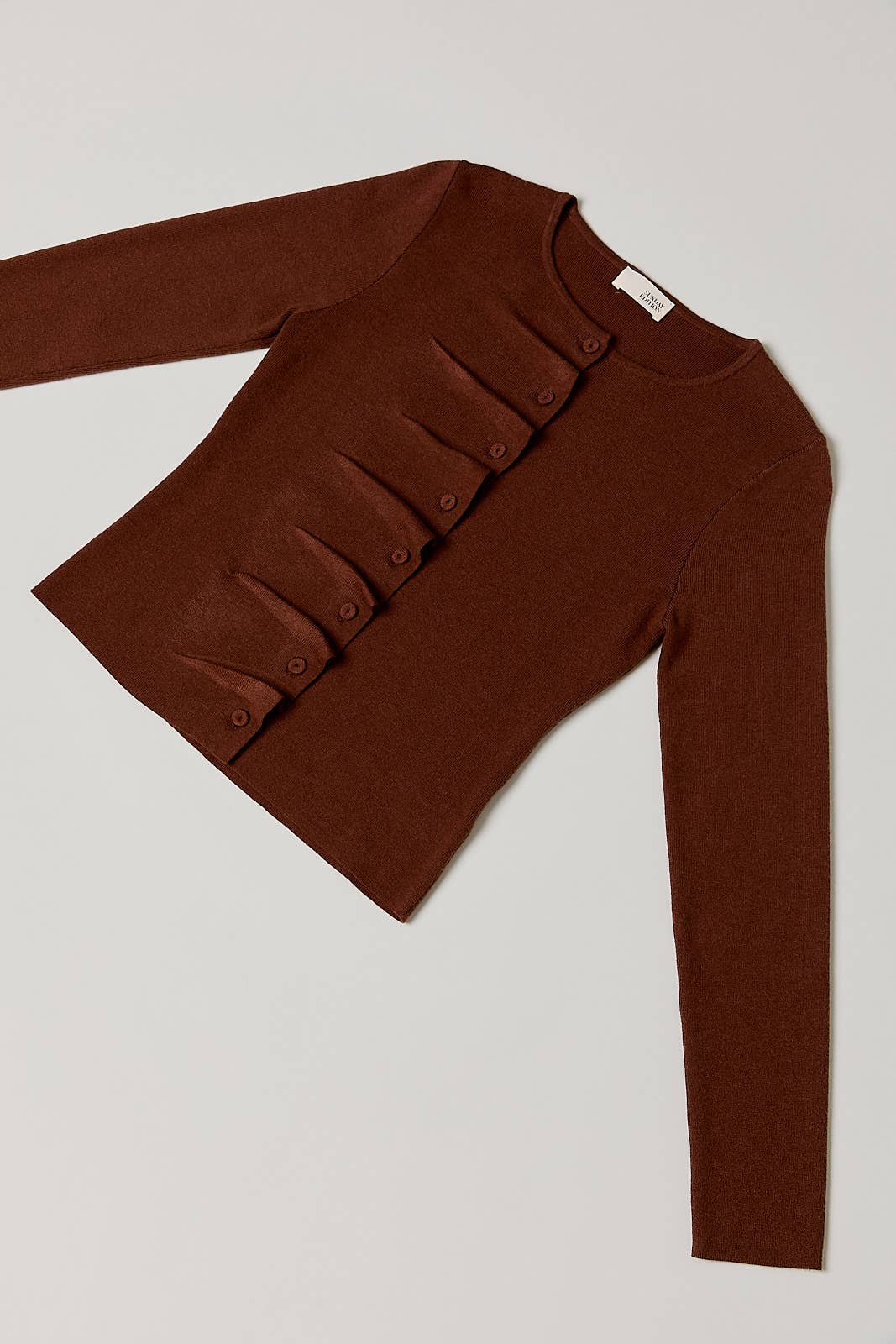 Crew Neck Pleated Sweater Top
