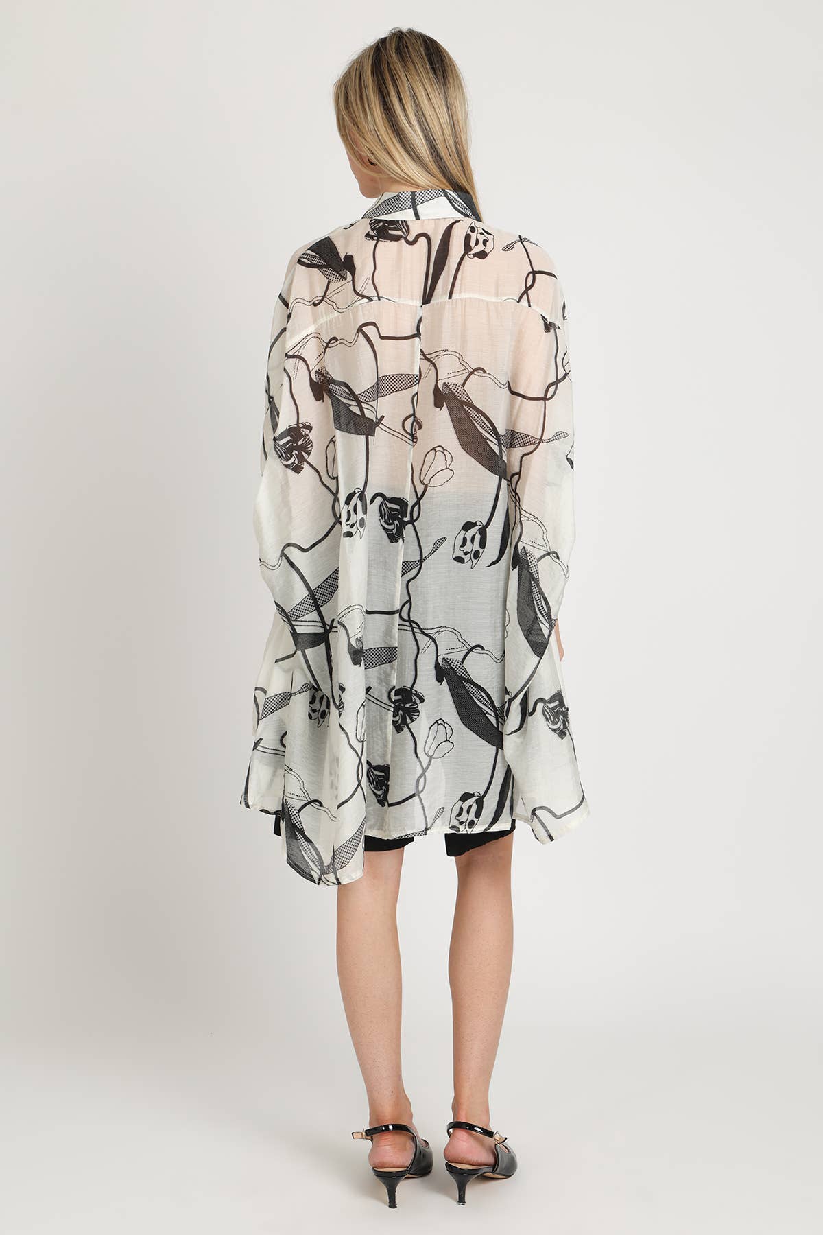 Abstract Print Sheer Hi-Low Tunic