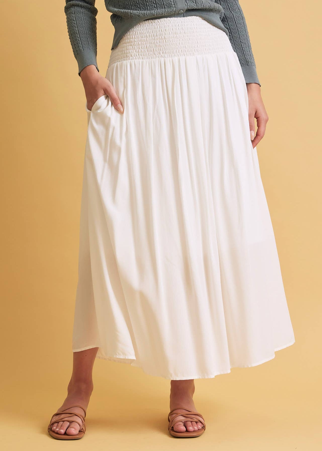 Smoked Waist Full Circle Skirt