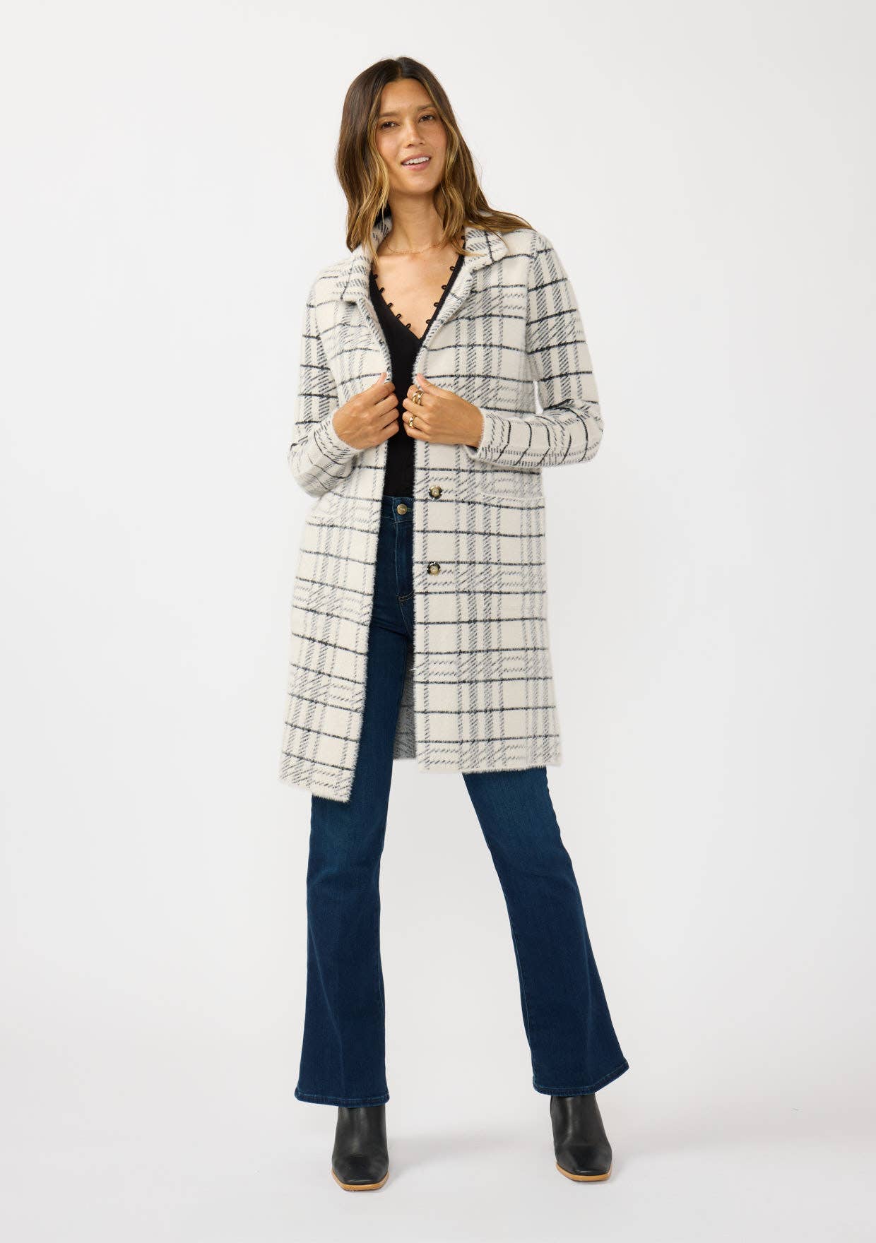 Plaid Button Front Cardigan