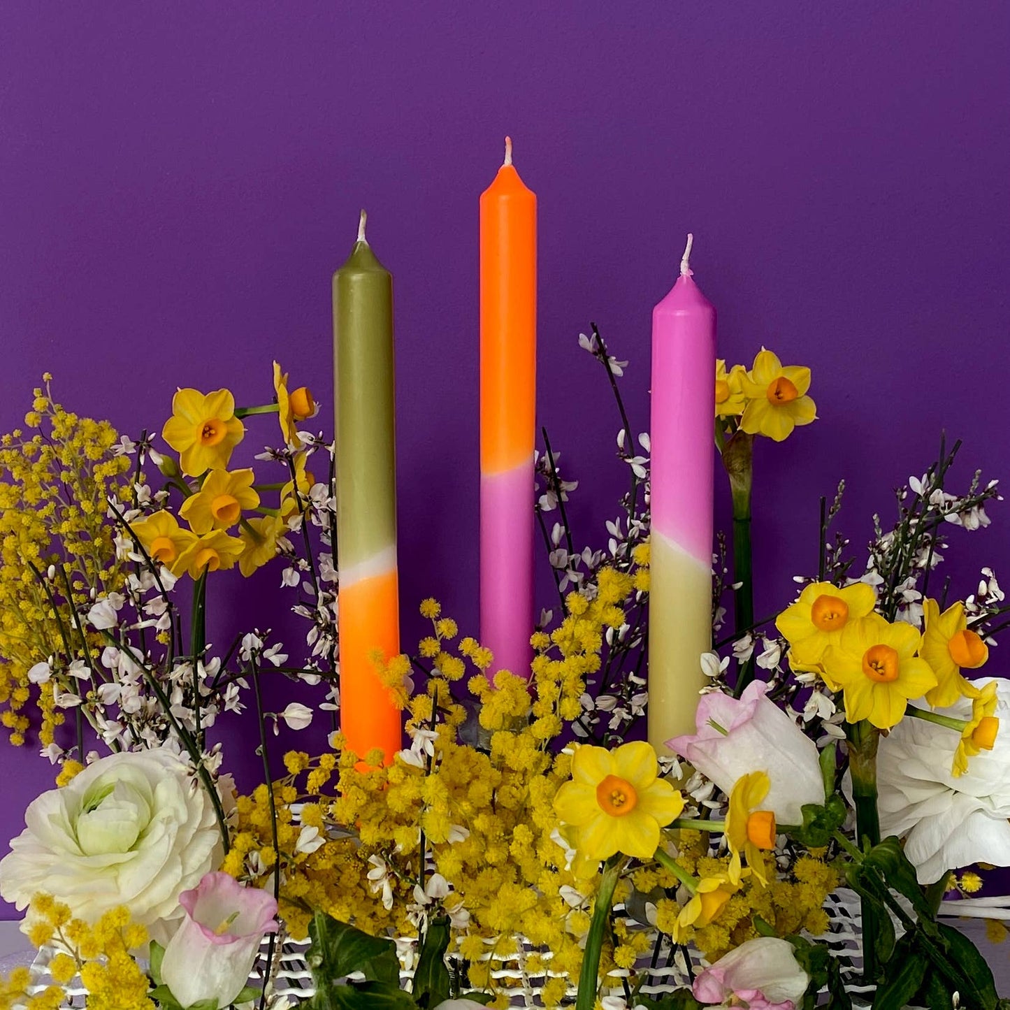 Dip Dye Neon Candles - Delicious Tangerine