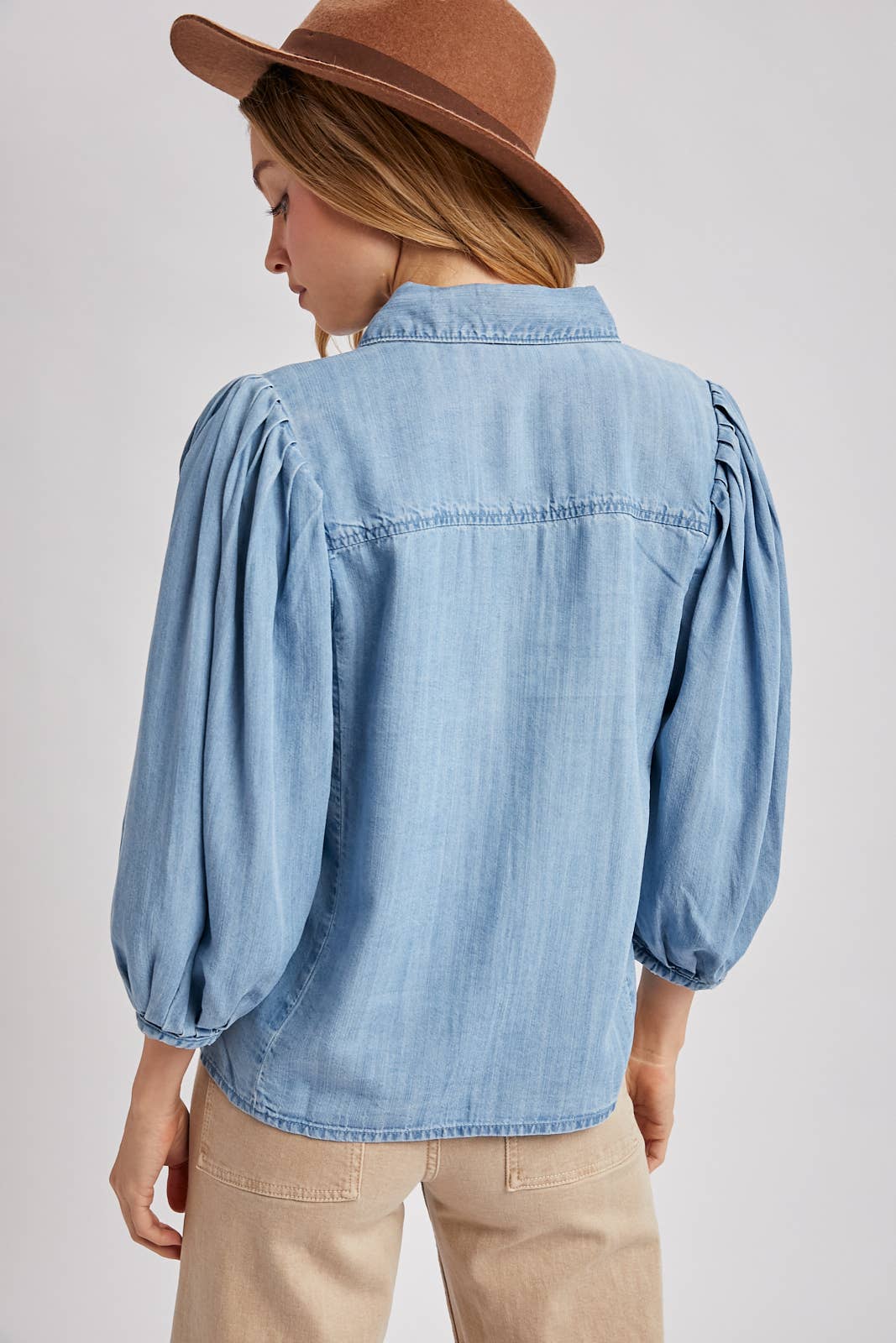 Denim Puff Sleeve Top