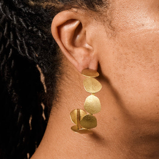 Yavi Hammered Brass Disc Earrings