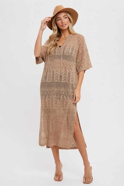 Open Knit Midi Dress/Coverup