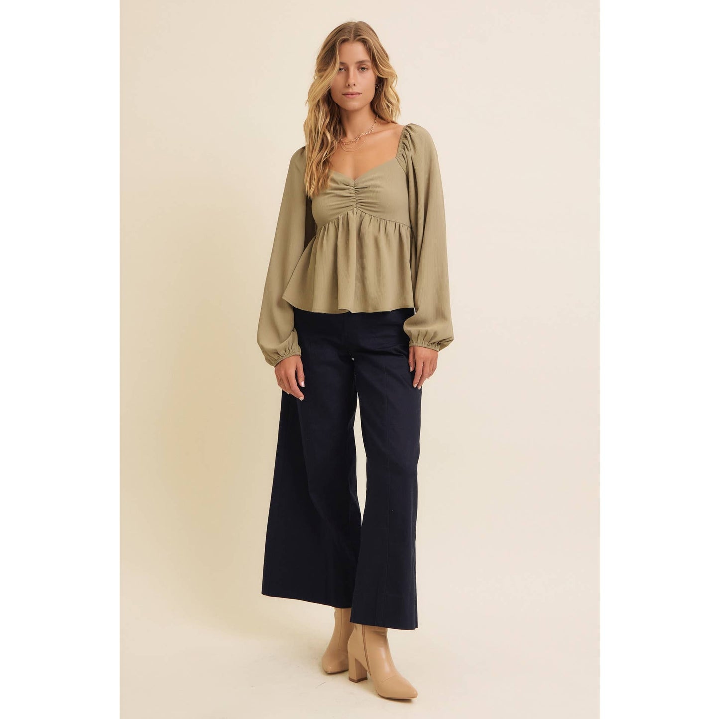 Crinkled Babydoll Blouse