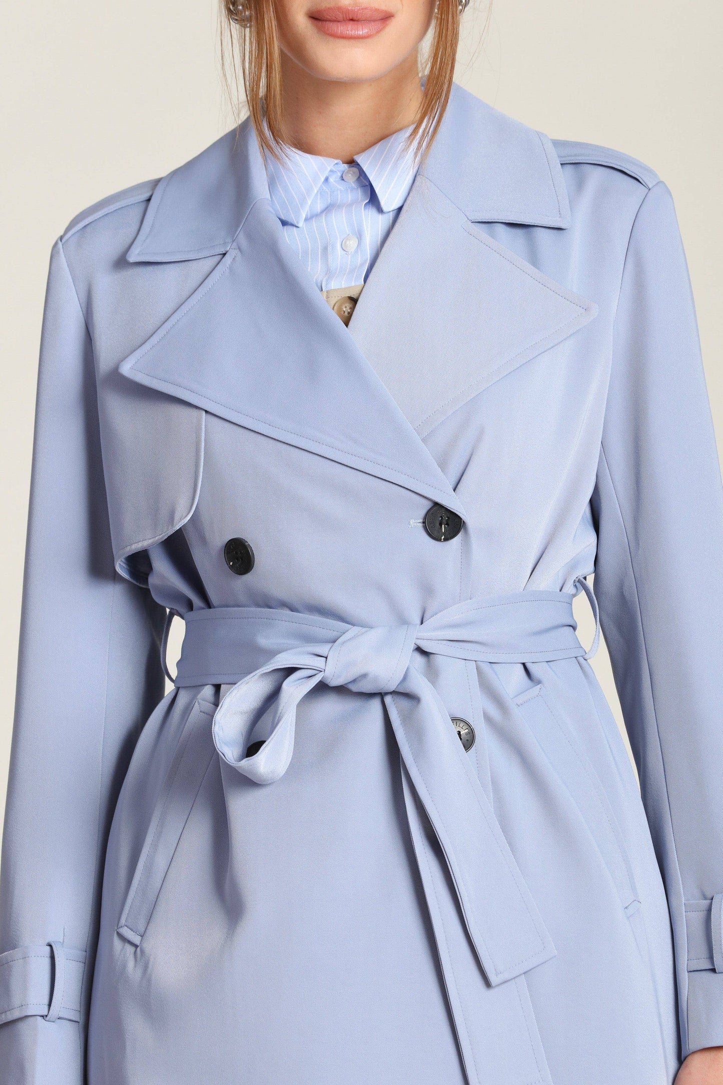 Periwinkle Belted Trench Coat