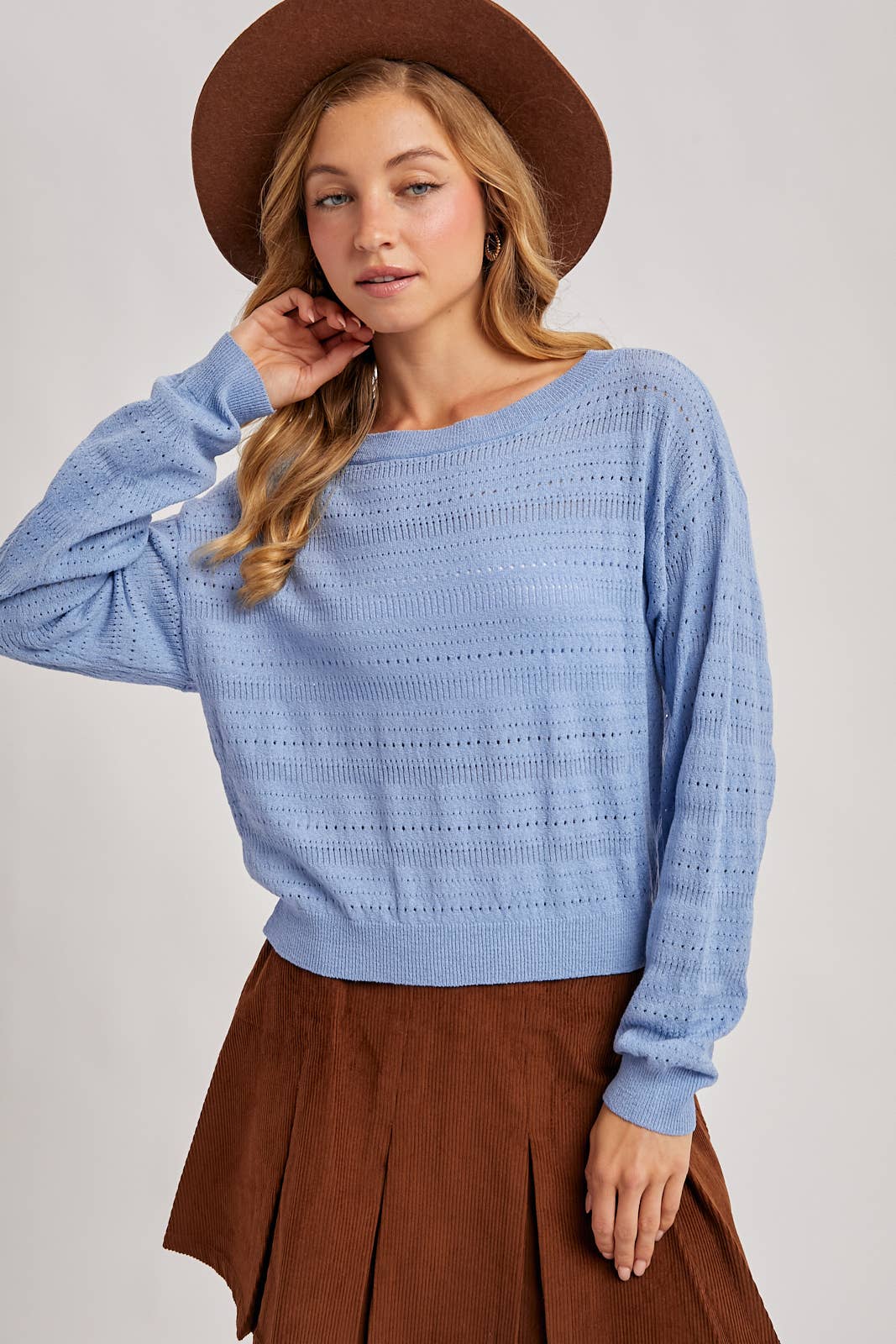 Lightweight Open Knit Pullover Top