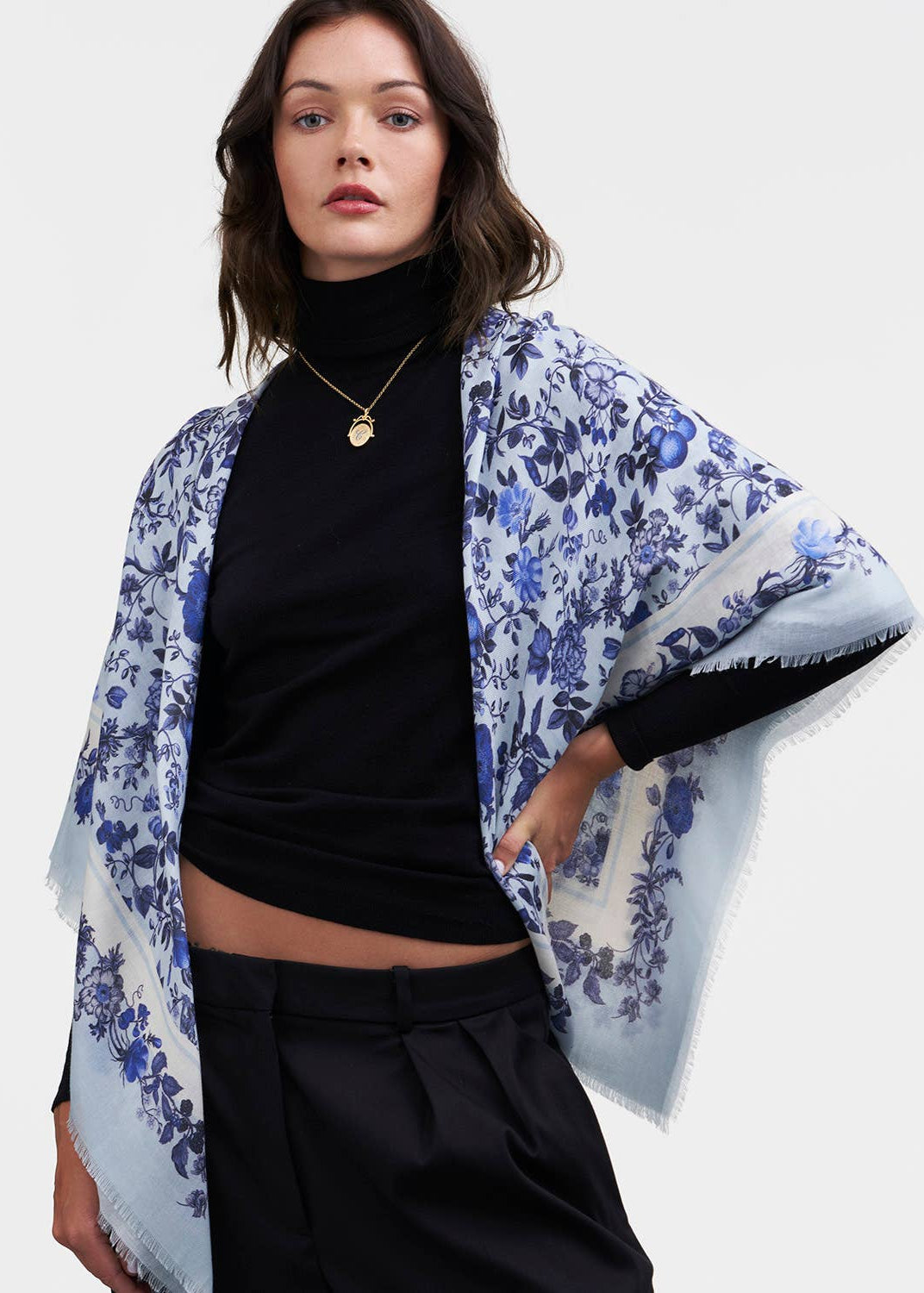 Ditsy Blue Folk Square Scarf