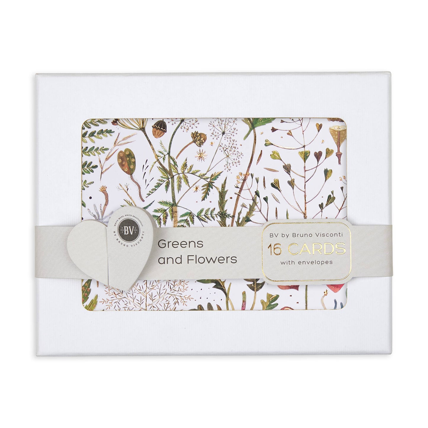 Greens and Flowers Notecards - Set of 16